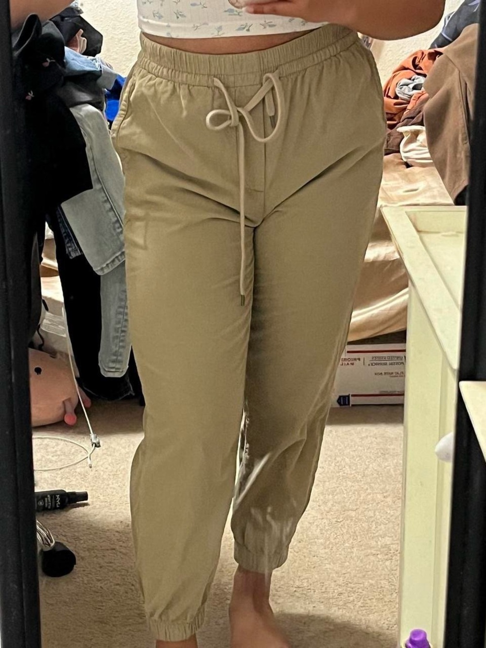 ੈ✩‧₊˚ american eagle khaki/beige high-waisted jegging jogger